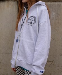 BASS ZIP UP HOODIE (MELANGE WHITE)