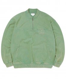 Washed Half Zip Pullover Green