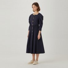 Square-neck Cotton Dress [DARK NAVY] JYDR1B900N2