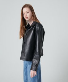 21SS Bari Crop Leather Jacket (Black)