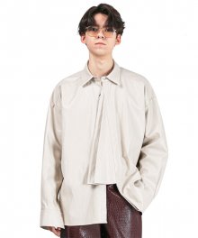 ECO leather oversized shirt (ivory)
