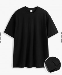 Short_sleeve 레이어드 트임 반팔티 (블랙)