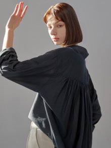 Shirring blouse (charcoal)