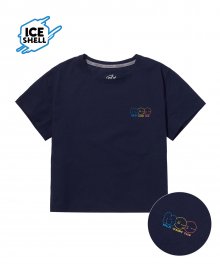 MCC GRAPHIC ICE SHELL CROP T-SHIRTS NAVY