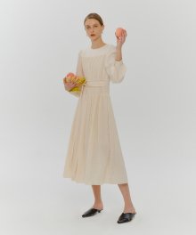 2-Way Smock Shirring Dress  Light Beige
