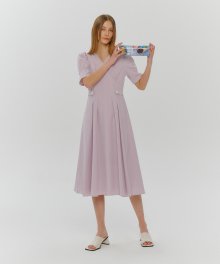 Stitch Pintuck Button Dress  Lilac