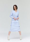 온웨어(ONWEAR) 브이넥 셔링 드레스 - 스카이블루