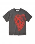 Distressed Heart Knit Tee/Grey