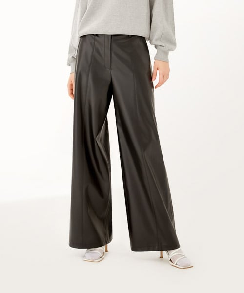 Широкие брюки из экокожи (Black)