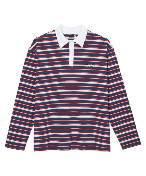 STRIPED POLO LONG SLEEVE [темно-синий]