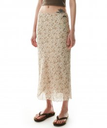 Double Bias Rose Skirt Ivory