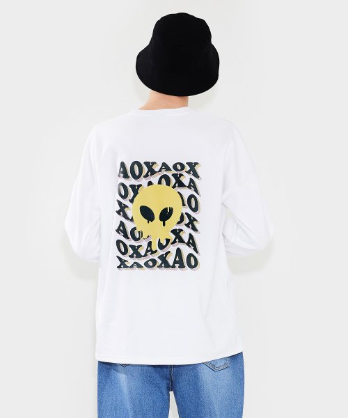 WAVE Logo Long sleeve T-shirts(semi-over fit) белый