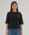 포지티브 바이브(POSITIVE VIBE) [UNISEX] Logo-embroidered oversized cotton-jersey T-shirt(Black)_W