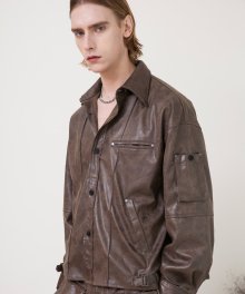 DOUBLE POCKET SHIRTS (BROWN)