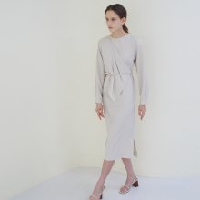 Layered Scarf Dress - Light Beige