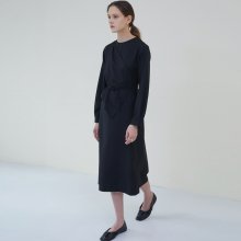 Layered Scarf Dress - Black
