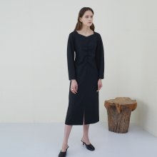 Wrinkle Waist Dress - Black