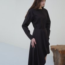 Two Piece Unbalance Dress - Darkbrown