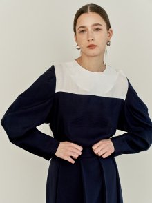 2-COLORED BLOUSE NAVY