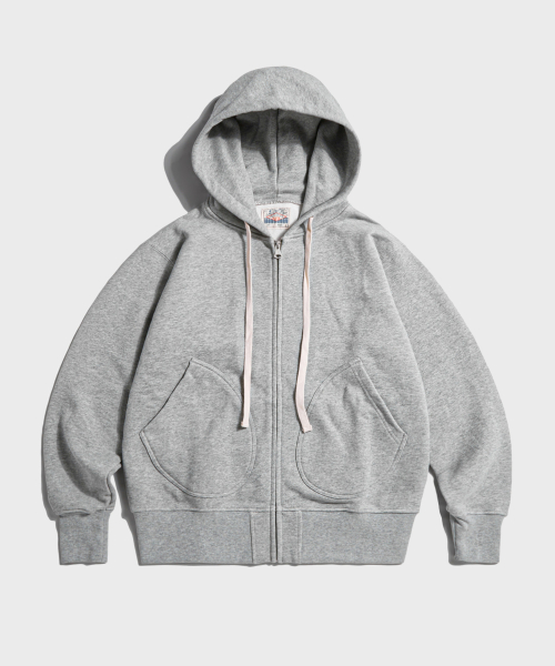17.5 oz Terry Cloth 2Way Zip-Up Hoodie Kr Ver. Grey