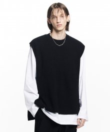 SIDE BUTTON KNIT VEST BLACK