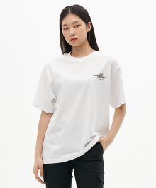 N212UTS904 오버핏 지구 레터링 반팔 티셔츠 WHITE