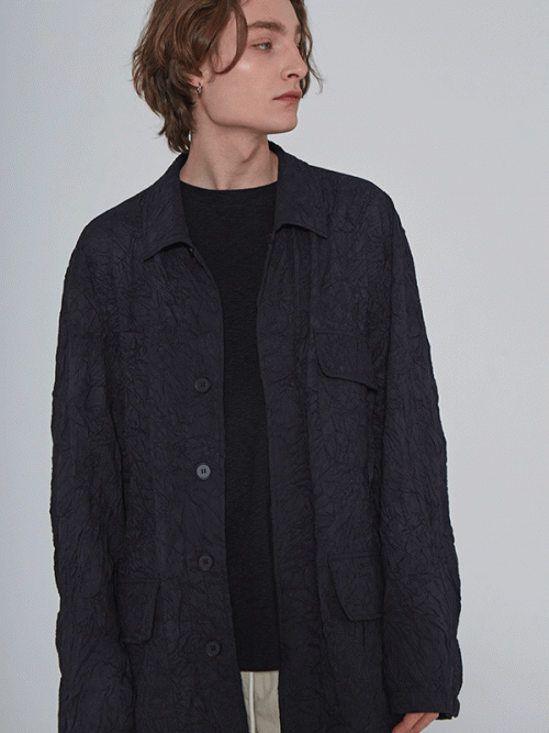 Плиссированная куртка сафари (Black)