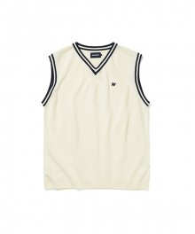 W LOGO KNIT VEST (IVORY)