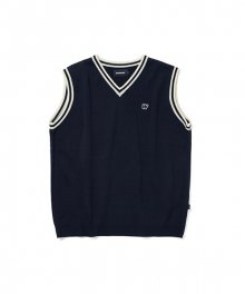 W LOGO KNIT VEST (NAVY)