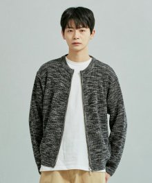 ROUND NECK ZIPUP KNIT _ CHARCOAL