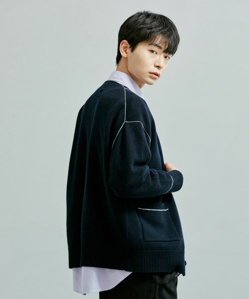 reverse stitch cardigan