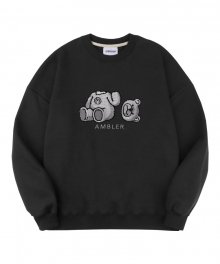 Oops bear 오버핏 쭈리 맨투맨 티셔츠 AMM901(black)