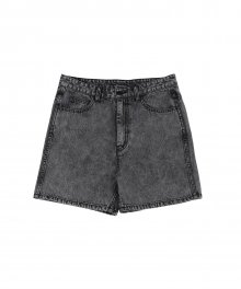 Washed Denim Shorts [Charcoal]