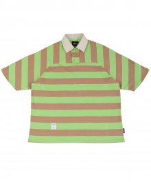 Stripe Oversized Polo Shirt [Green]