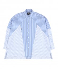 Cross Mixed stripe Shirt [Blue]
