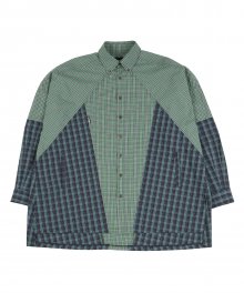 Cross Mixed check Shirt [Green]