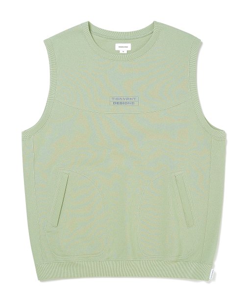 MUSINSA | thisisneverthat® Paneled Sleeveless Sweatshirt Sage