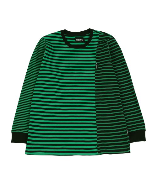 아조바이아조(AJOBYAJO) Stripe Mixed Long Sleeve [Green] - 52,800 