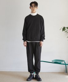 One Tuck Wide Jogger Sweat Pants [Black]