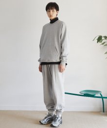 One Tuck Wide Jogger Sweat Pants [Grey]
