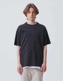 [수피마] 블랙 에센셜 세미오버핏 반팔 티셔츠 IETS1E502BK