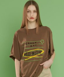 [GWON SHIN HONG X a.t.corner] ORGANIC OVERSIZE GREAT T-SHIRT BROWN (AETS1E004W2)