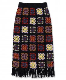 Handmade Crochet Long Skirt Multi Black