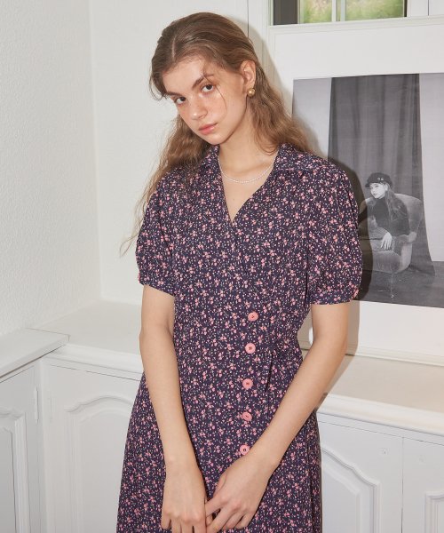 살롱 드 욘(SALON DE YOHN) Bloom Wrap Dress_ Navy - 사이즈 & 후기 | 무신사