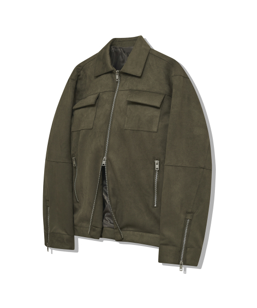 아이러니포르노 화이트라인(ironypornowhiteline) 86-IRO072 크루얼티프리 솔리드 스탠다드 스웨이드 자켓 카키