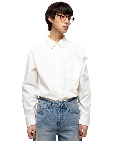 플랙() 오버사이즈 셔츠 화이트 상품 이미지