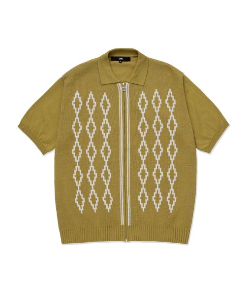 엘엠씨(LMC) LMC DIAMOND ZIP UP KNITTED POLO SHIRT olive
