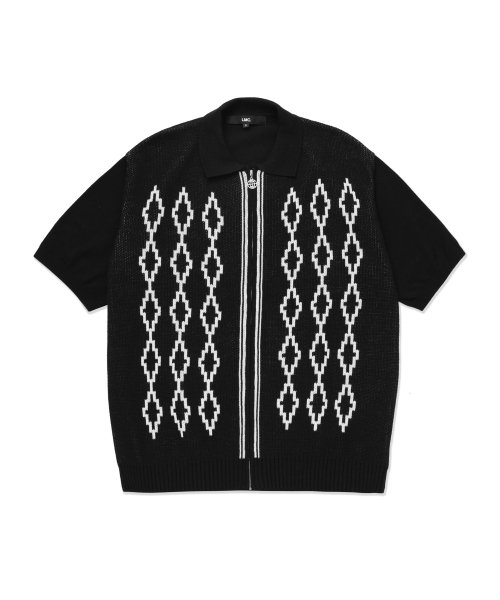 엘엠씨(LMC) LMC DIAMOND ZIP UP KNITTED POLO SHIRT black