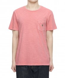 커스텀 슬림핏 포켓 티셔츠 - 핑크
