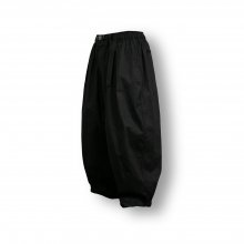 Twill Cotton Belt Balloon Pants - Black